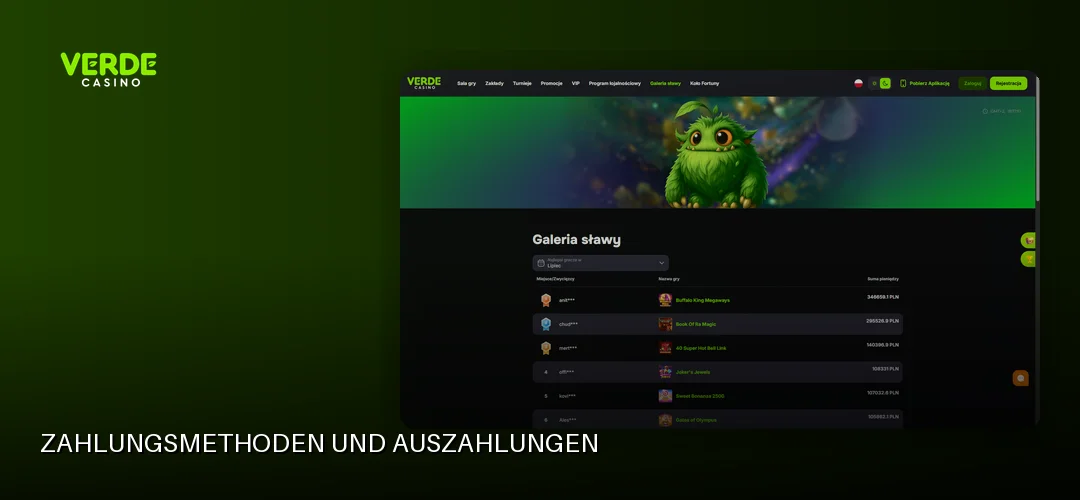 Zahlungsmethoden und Auszahlungen