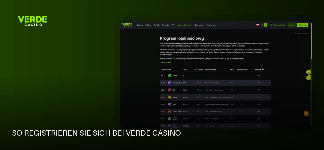 So registrieren Sie sich bei Verde Casino