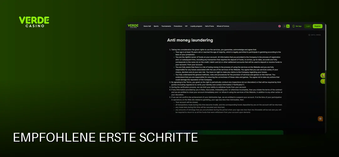 Empfohlene erste Schritte