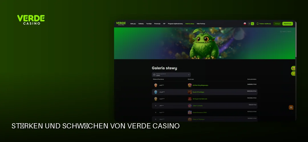 Screenshot der Website von Verde Casino