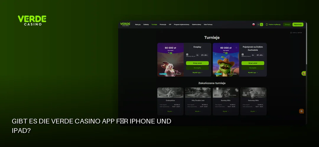 Screenshot der Website von Verde Casino