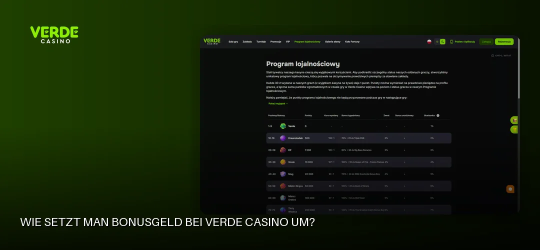 Screenshot der Website von Verde Casino