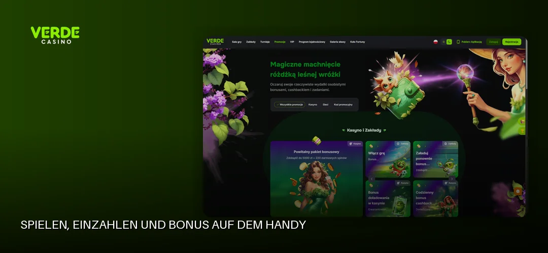 Screenshot der Website von Verde Casino