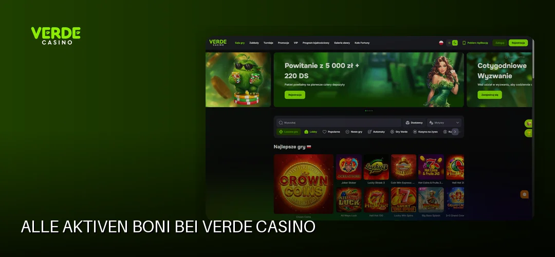 Screenshot der Website von Verde Casino